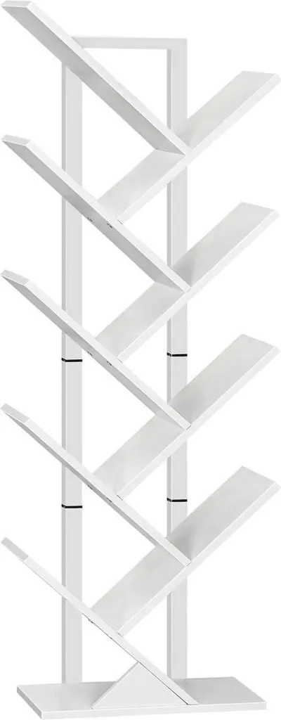 Rangement CD et Livres Vertical 9 Niveaux Blanc Gain de Place 116 cm