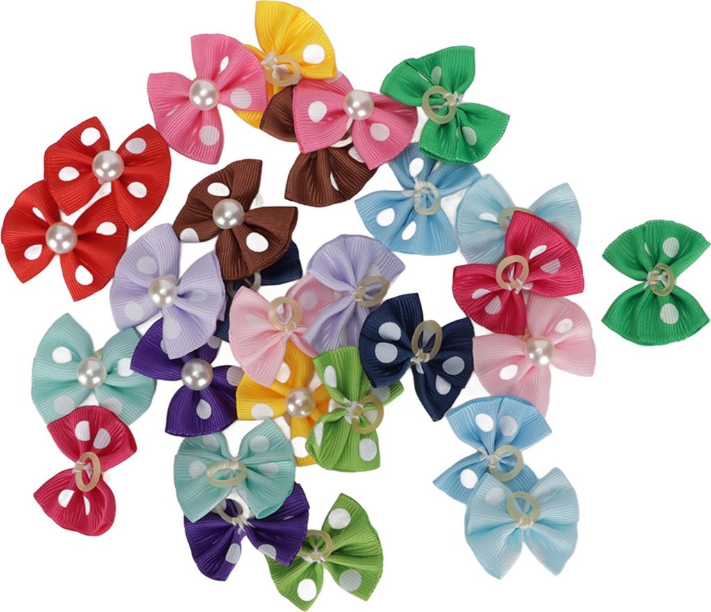 28pcs Hunde Bowknots süßer attraktiver Kopfschmuck mit Gummibändern für kleine Hunde Katzen Pferd Doll Girls