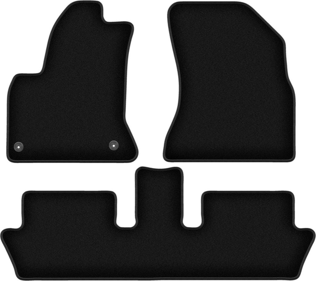 Wielganizator Velours-Autoteppiche – passend für Citroen C4 Picasso I (Minivan, Bj. 2006-2013) – schwarz, passgenau, mit Befestigungen set 3 Stk.