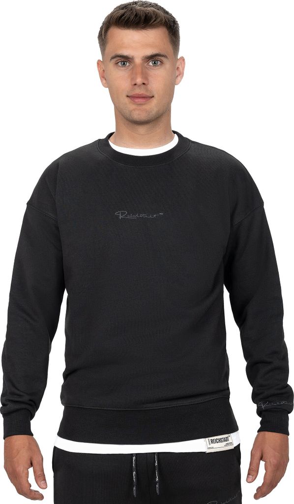 Reichstadt Regular Fit Pullover Logo-Stitching 23RS037 Black L