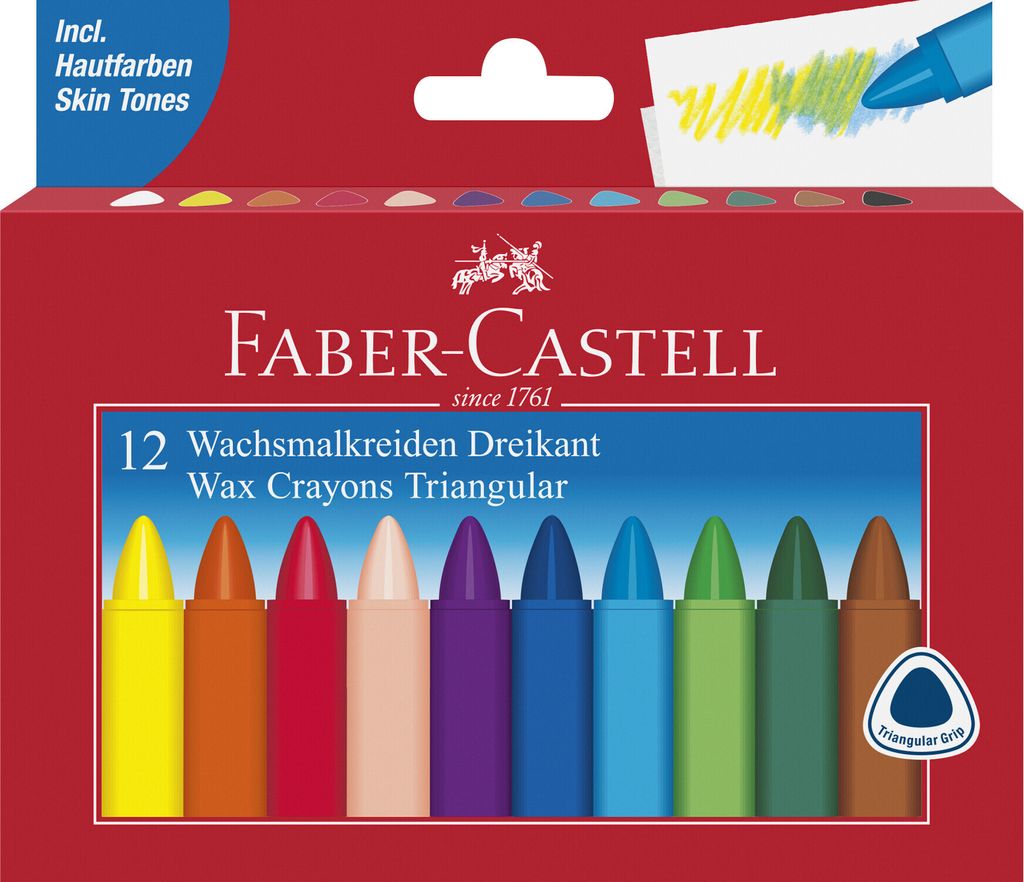 FABER-CASTELL Wachsmalstifte dreikant 12-er Kartonetui Produktbild