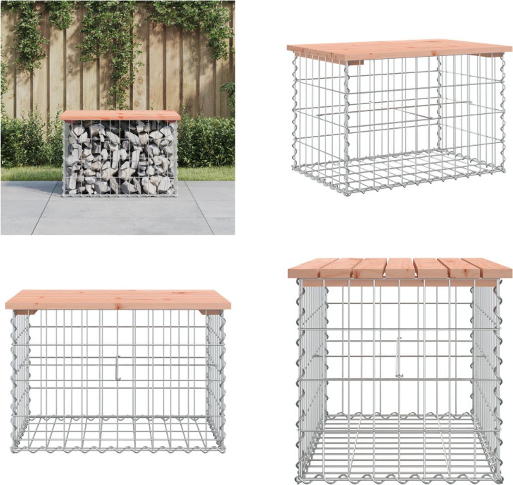vidaXL Gartenbank aus Gabionen 63x44x42 cm Massivholz Douglasie - Gartenbank - Gartenbänke - Outdoor Bank - Außenbank