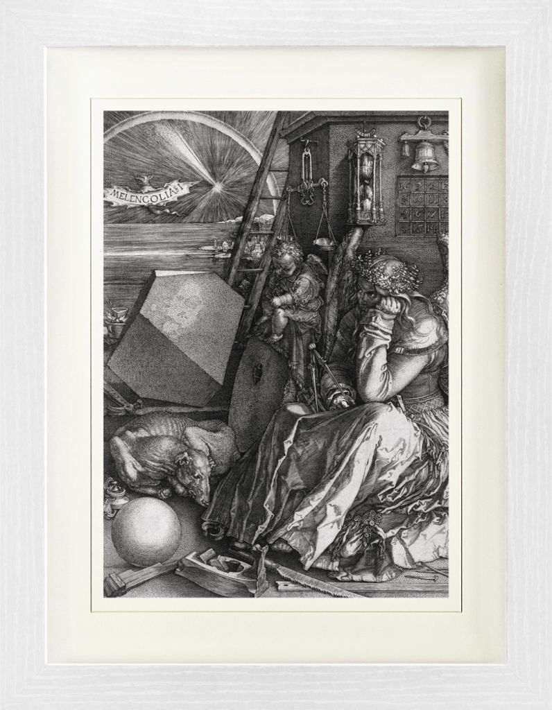 Albrecht Dürer Gerahmtes Bild Mit Edlem Passepartout | Wand-Bilder | Im Bilderrahmen - Melencolia I, Die Melancholie, 1514, S/W (40 x 30 cm)