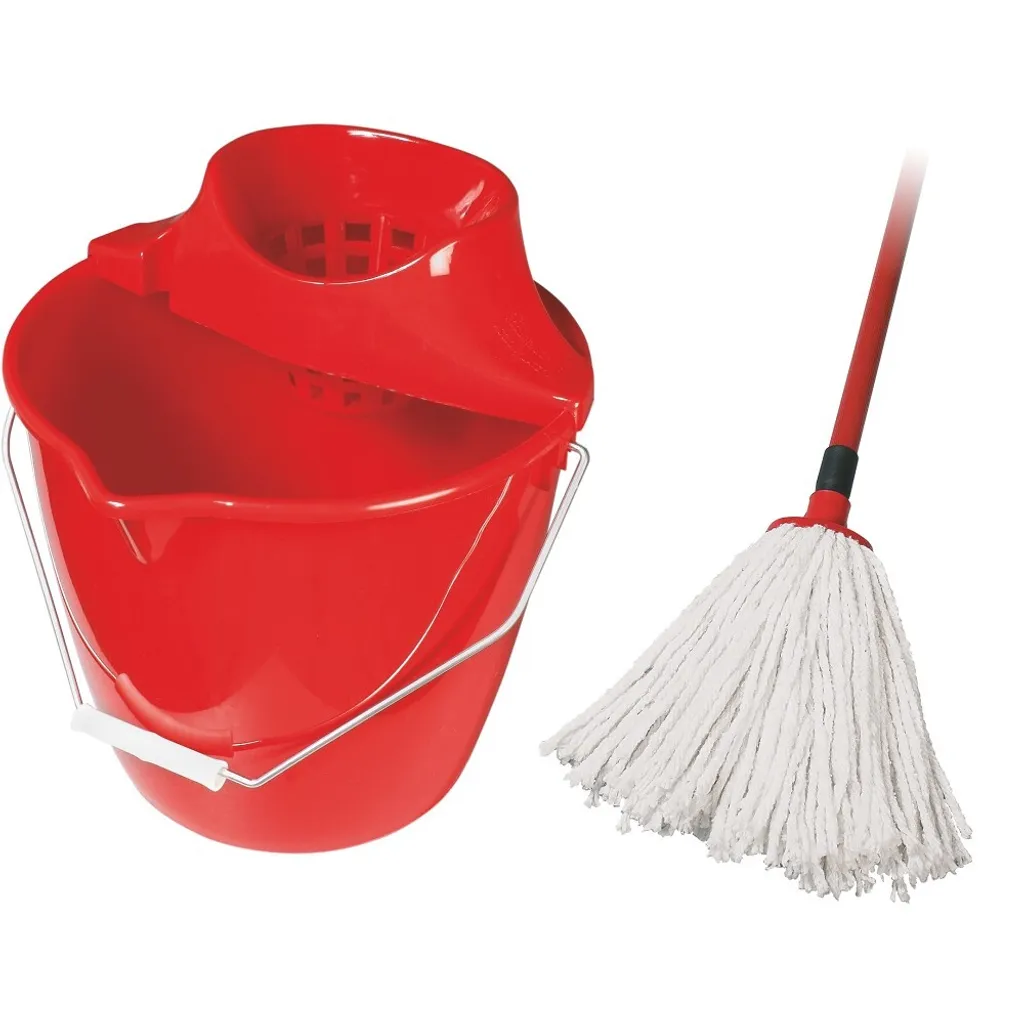 Mop in Cotone 160g Rosso per Pavimenti | Set Ricambio Professionale