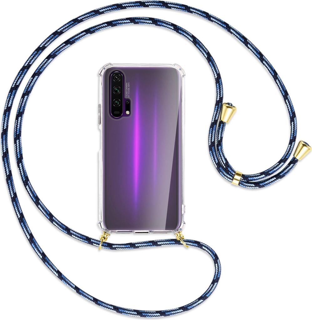 Handykette Backcover-Schutzhülle mit Band (Metall goldfarben) für Honor 20 Pro - Blautöne
