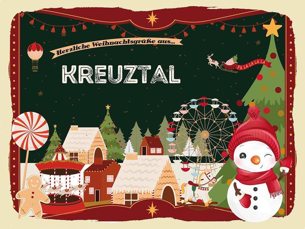 vianmo Holzschild 30x40 cm Weihnachtsgrüße aus Kreuztal Weihnachten