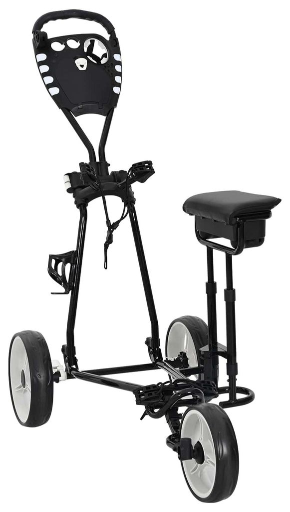 Golf-Dolly mit Sitz Schwarz und Weiß 100 x 60 x 130 cm Eisen