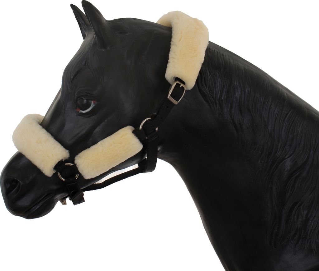 Engel Reitsport SET4 Lammfell Halfter Schoner - Genick, Nasen und Backenschoner Med./Natur