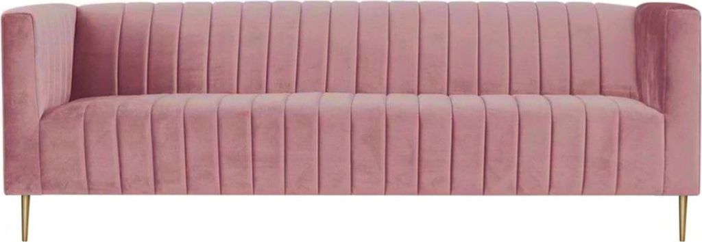 Rosa Dreisitzer Stoff Wohnzimmer Design Couchen Polster Sofa Sofas Moderne Möbel