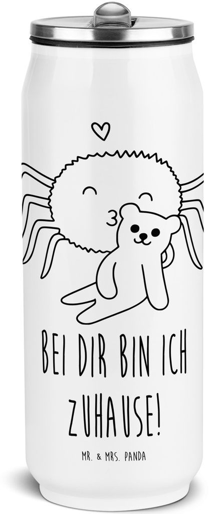 Mr. & Mrs. Panda Thermoflasche Spinne Agathe Teddy - Weiß - Geschenk, Wasserflasche, Edelstahl Trinkflasche, Dankeschön, Thermosflasche, sport, T...