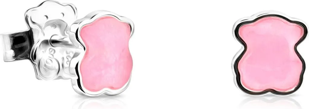 TOUS Icon Color Argento 925: Orecchini a Lobo con Orsetto Rosa