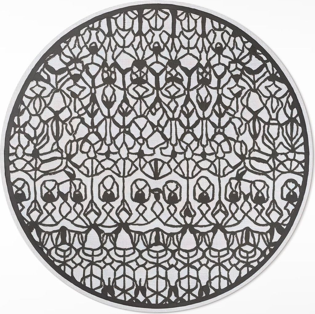 Abstrakte Wirbel gemusterte künstlerische Komposition – Vinyl Fußmatte – Ø 70cm – Rutschfest – Pflegeleicht & Langlebig