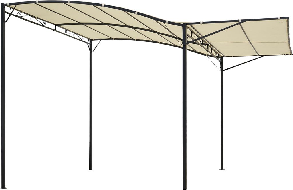Pavillon mit klappbarer Dacherweiterung wetterfest 3 x 2,5 m Cremeweiß