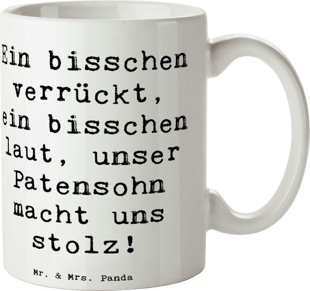 Mr. & Mrs. Panda Pott Spruch Stolzer Patensohn - Weiß - Geschenk, Kaffeetasse, Teepott, Patenkind, Taufpate, einzigartige Designs, Tasse mit, Teet...