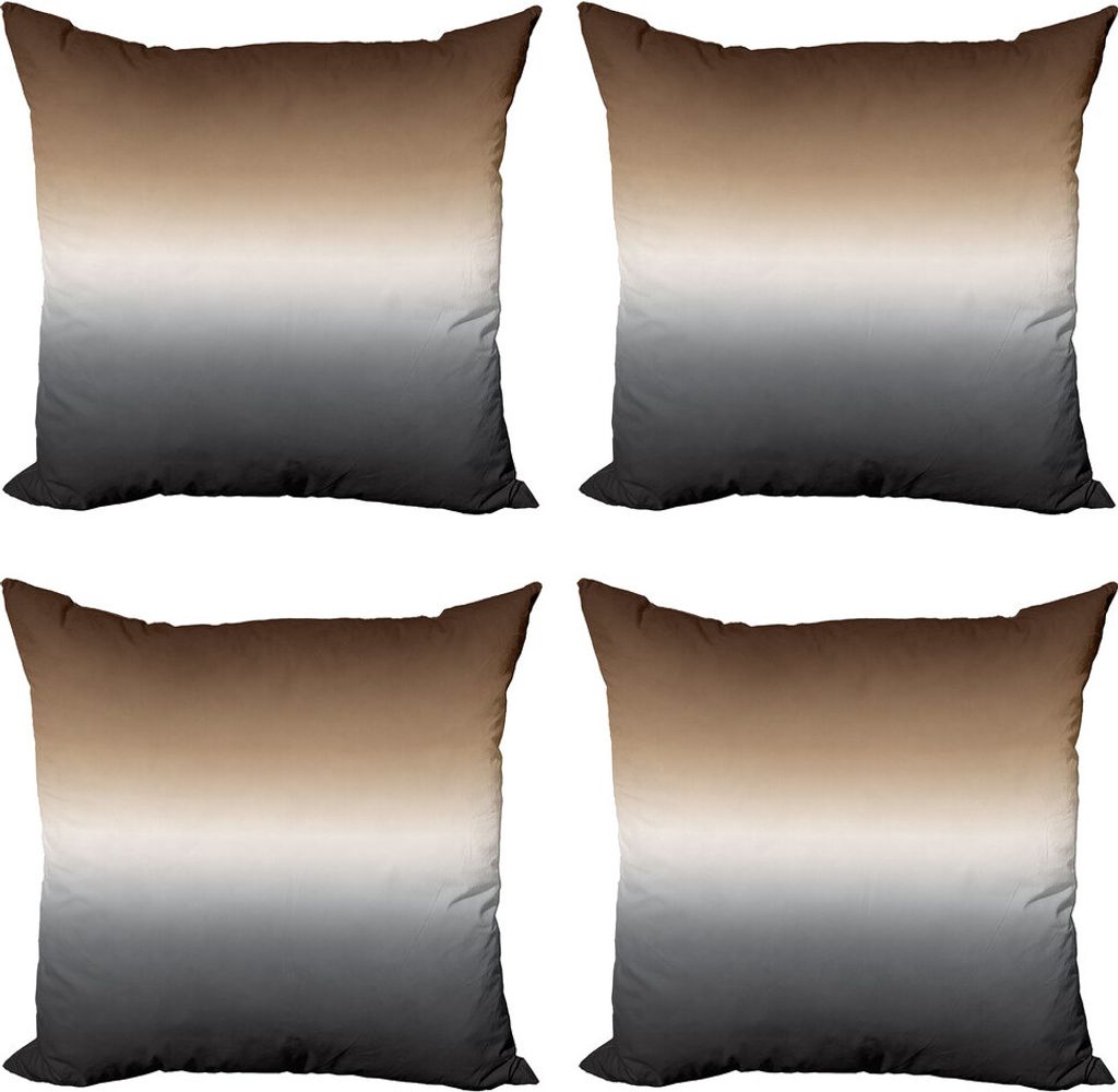 ABAKUHAUS Ombre Kissenbezug Set (4 Stück), Braun und Grau Muster, Moderner Doppelseitiger Digitaldruck, 50 cm x 50 cm, Braun-grau