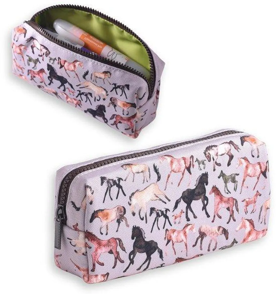 Cadeau idéal passionnés chevaux : grande trousse scolaire multi-usage