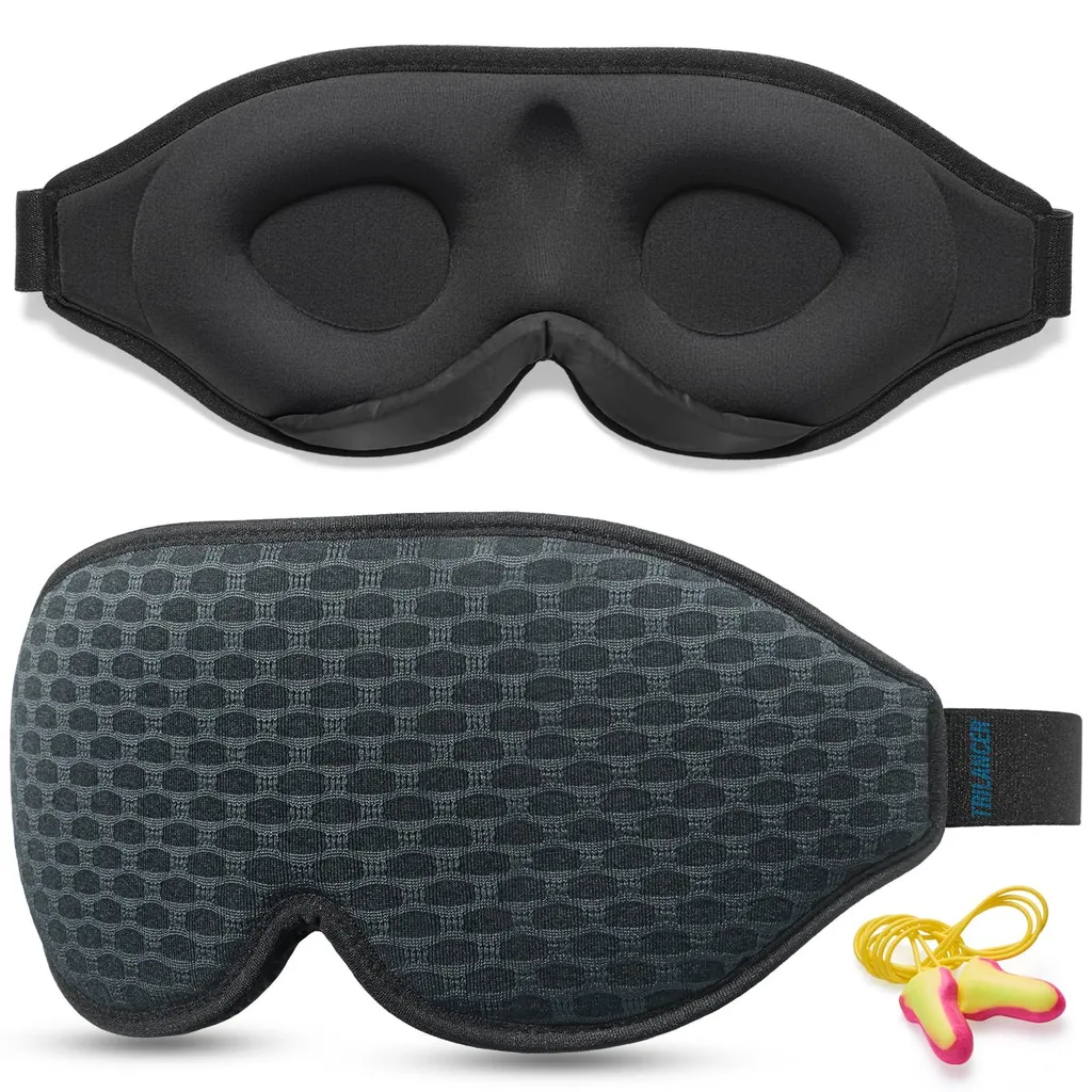 Masque de sommeil innovant 2026 occultation 99,99% ergonomique noir