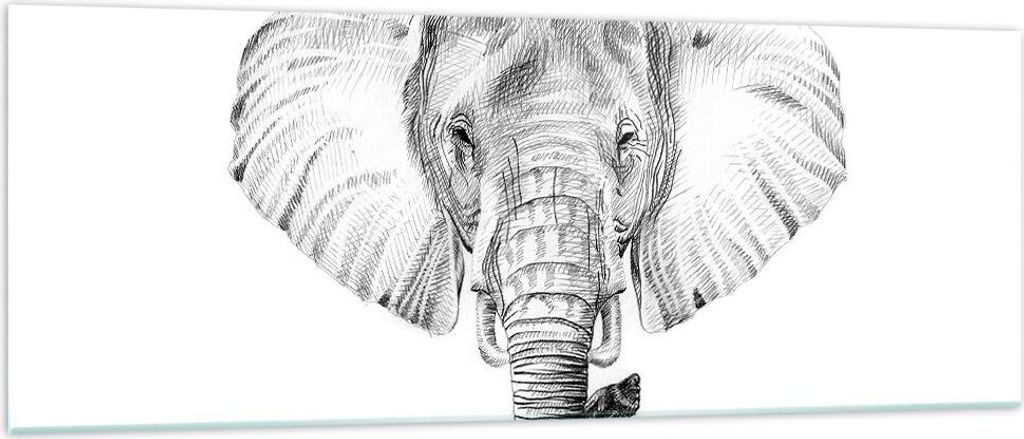 Bilder auf glas - Elefant Afrika Illustration Kinder - 140x50cm - Glasbilder - Wandbilder - Kunstdruck - Wanddekoration aus Glas - Glas Bilder - Wa...