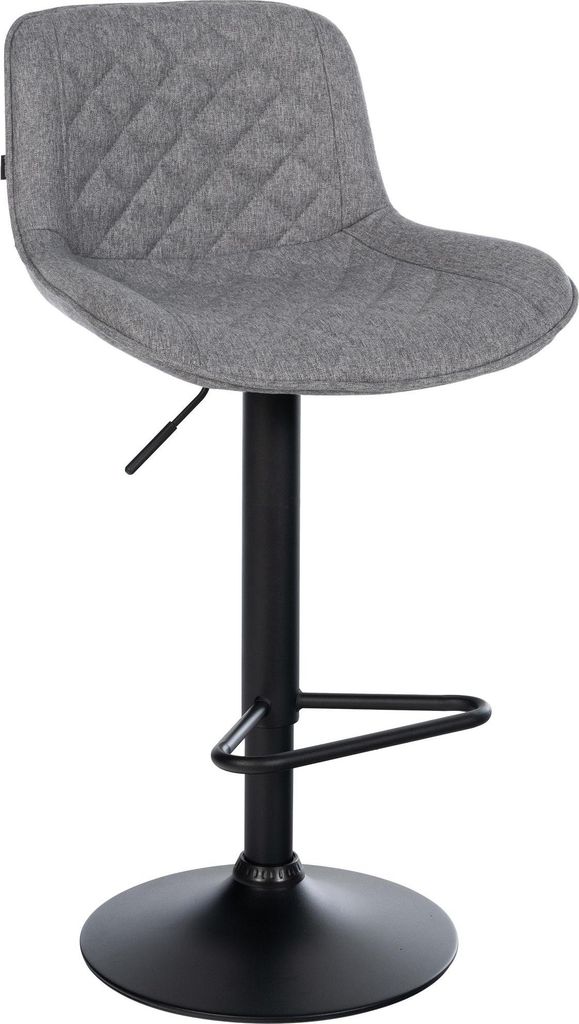 Barhocker KUHAR - Stoff Dunkelgrau 50x52x84 cm | Barstuhl Höhenverstellbar Mit Lehne Drehbar Tresenhocker Tresenstuhl Kneipenhocker Kneipenstuhl