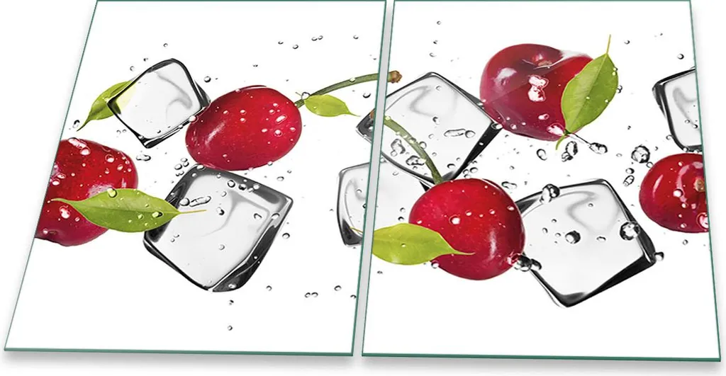 Set 2 Coprifornelli in Vetro 40x52 cm Rosso Frutta - Protezione Cucina