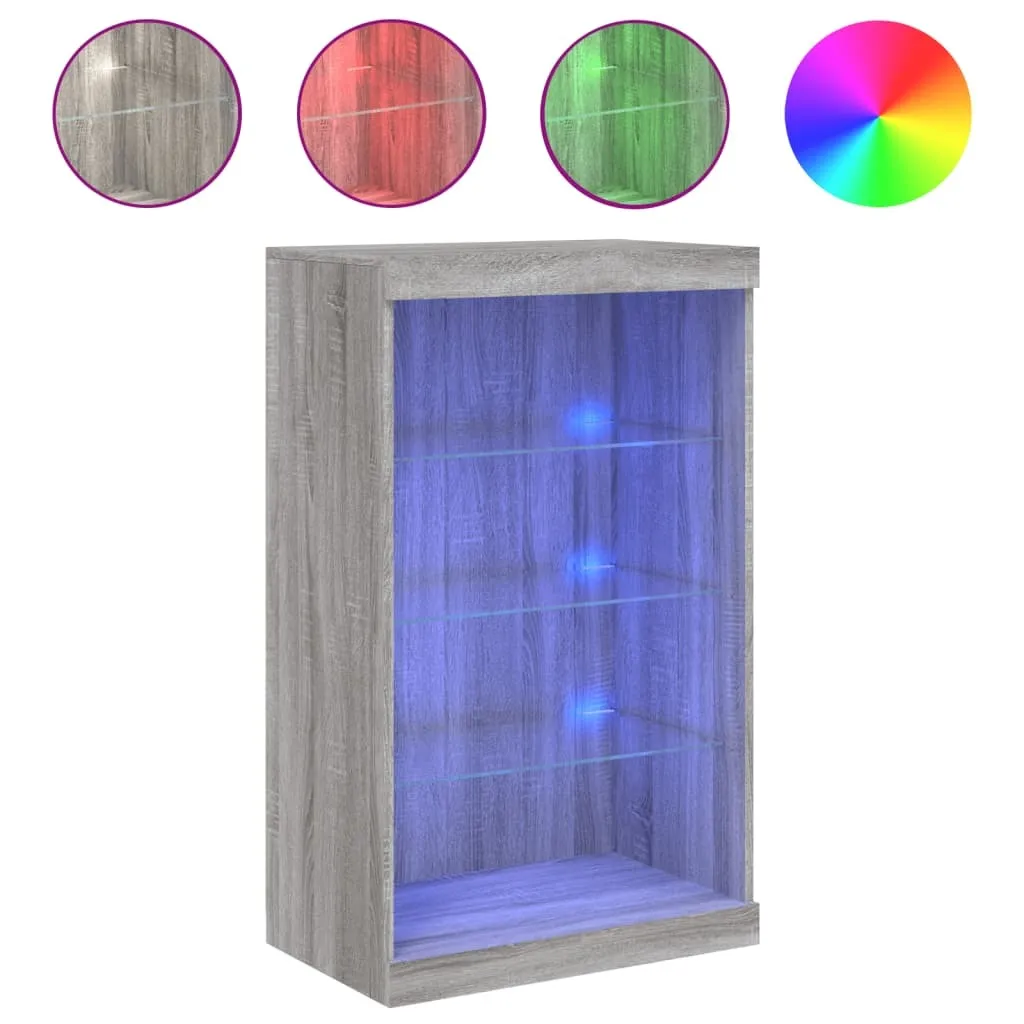 SYFAX™ Credenza con Luci LED Grigio Sonoma 60,5x37x100 cm