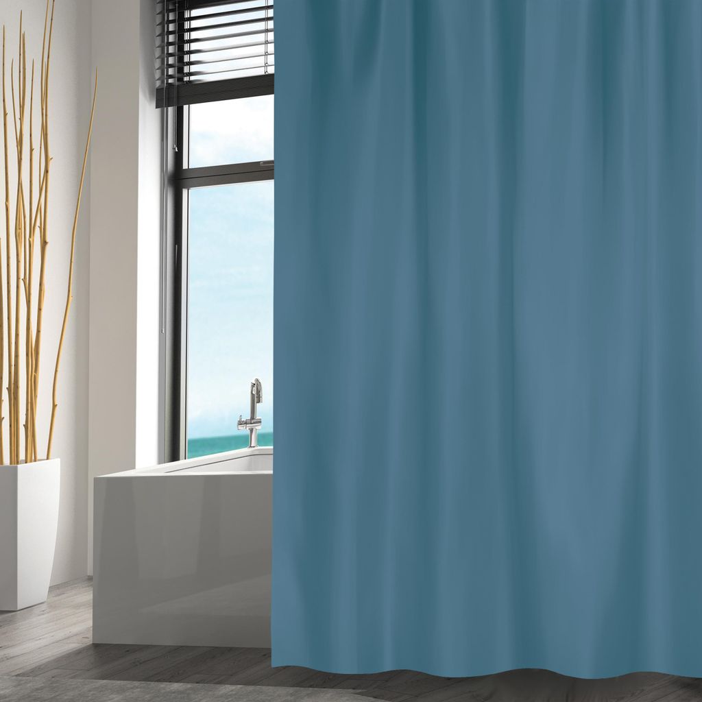 Duschvorhang MSV Textil 180 x 200 cm blau Produktbild 