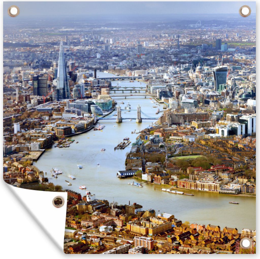 MuchoWow 50x50 cm Outdoor-Poster Gartendeko Sichtschutz Garten Poster für den Garten London - England - Themse