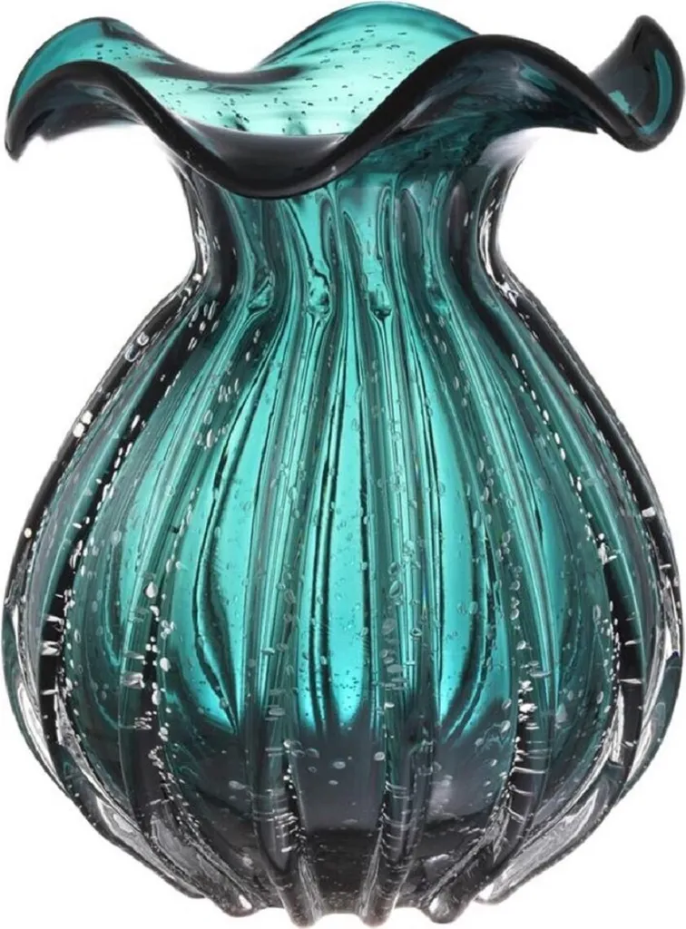 Casa Padrino Vase en verre vert luxe Ø 26 x H. 33 cm pour salon chic