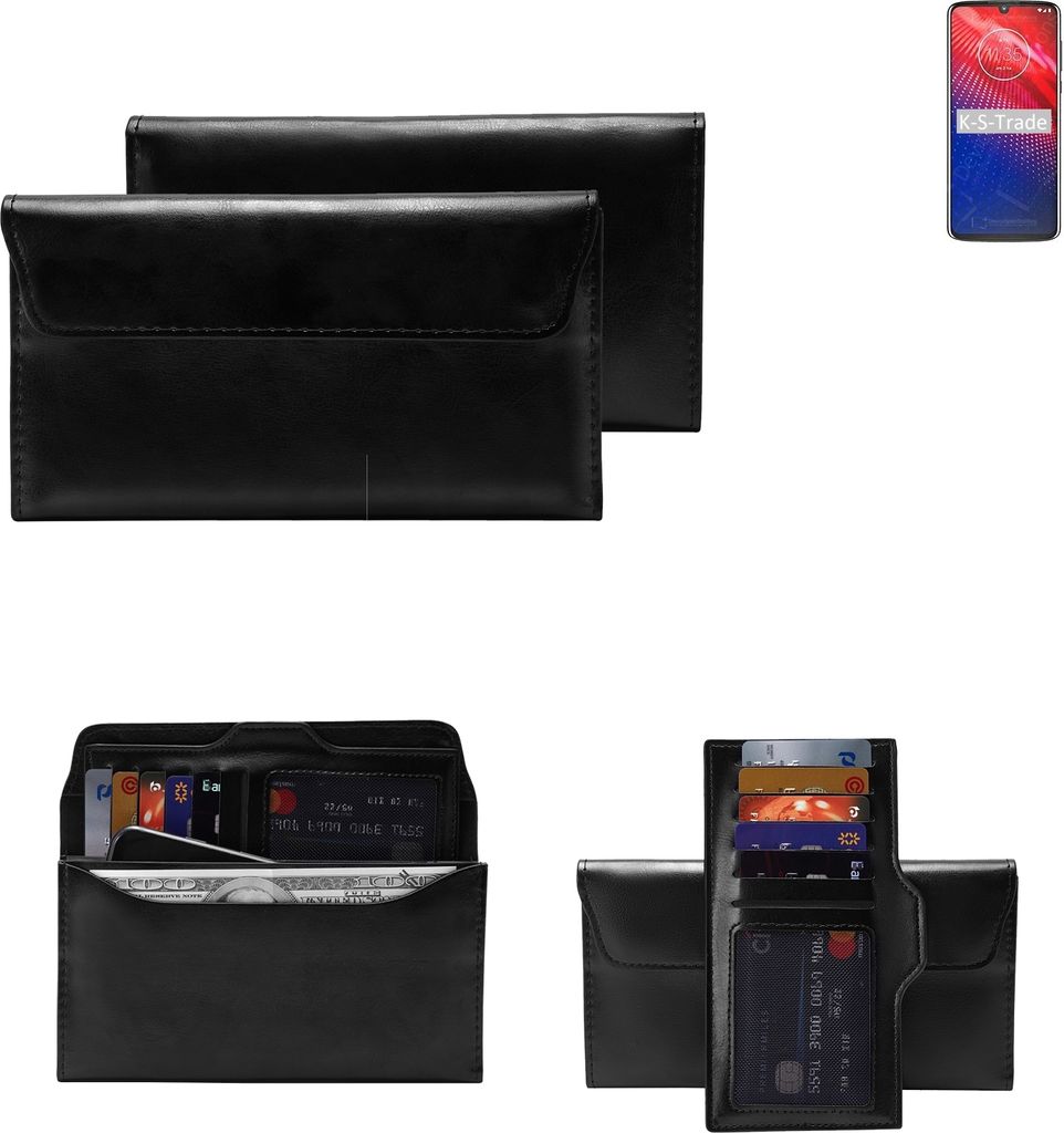 K-S-Trade Handy Hülle kompatibel mit Motorola Moto Z4 Force Schutz Hülle Tasche Schutz Case Handytasche Kunstleder schwarz, 1x