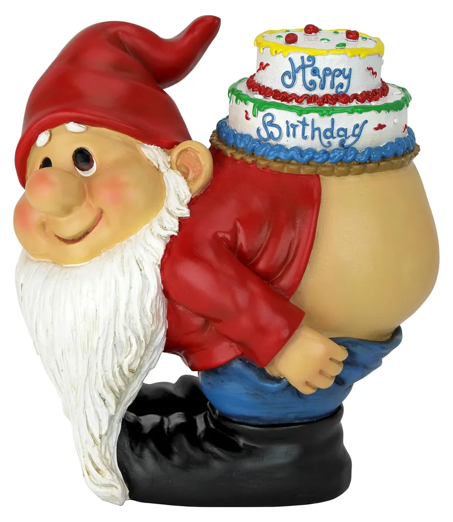 Statue de jardin humoristique Happy Birthday pour décoration extérieure
