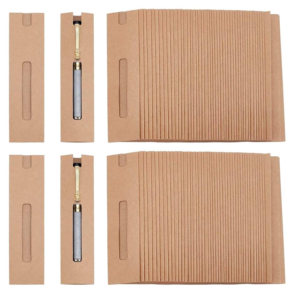 120 Stück Kraftstift-Geschenkboxen, Burlywood Verpackungsbox mit Klarem Fenster für Bleistifte, Kugelschreiber, Füllfederhalter und Bürobedarf,...