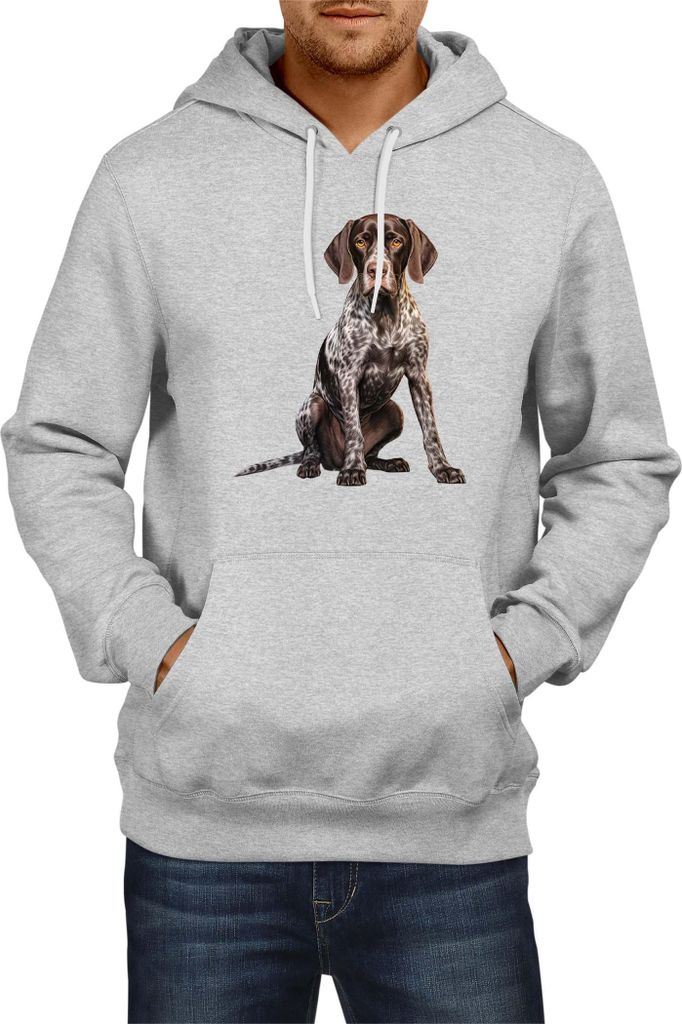 Herren Kapuzenpullover Dogs Breeds German Shorthaired Pointer Dog Breed 006, Man XL / Grau