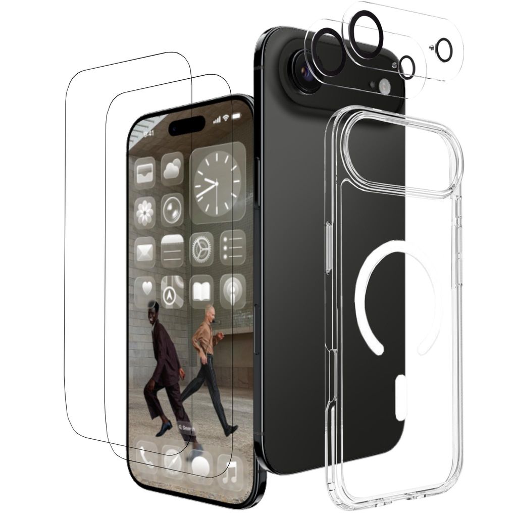 Kameraschutz Displayschutz MagSafe Handyhülle für Apple iPhone 17 Air Transparent 5in1 Schutzset