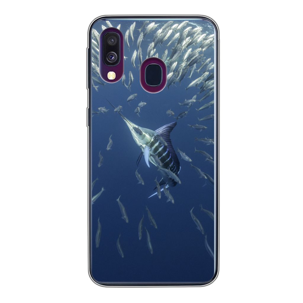 MuchoWow Handyhülle Schutzhülle Hülle für Samsung Galaxy A40 Fisch - Schwertfisch - Wasser Silikon Softcase Handy Hülle - Handy-Tasche