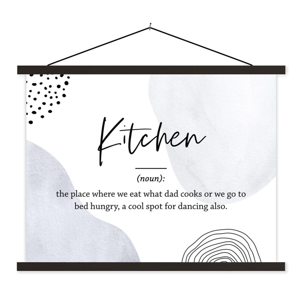 MuchoWow Textilposter Sprichwörter - Küche - Papa - Zitate - Definition Küche 60x45 cm mit schwarzem Rahmen - Poster Schlafzimmer