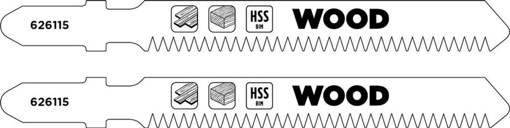 kwb 2x Stichsägeblätter Laminat (geeignet für Laminat, Hartholz, Bi-Metall, gehärtete Zähne, T-Aufnahme)