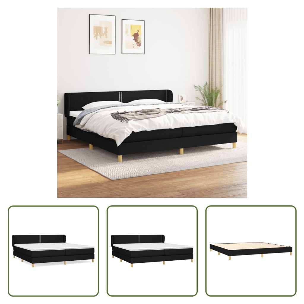 The Living Store Boxspringbett mit Matratze Schwarz 200x200 cm Stoff