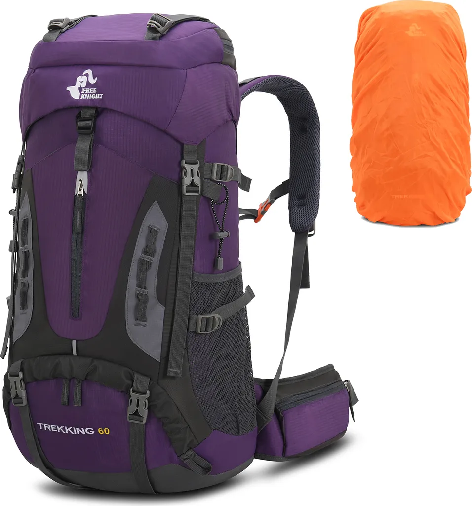 Sac à dos randonnée étanche 60L léger avec housse de pluie intégrée