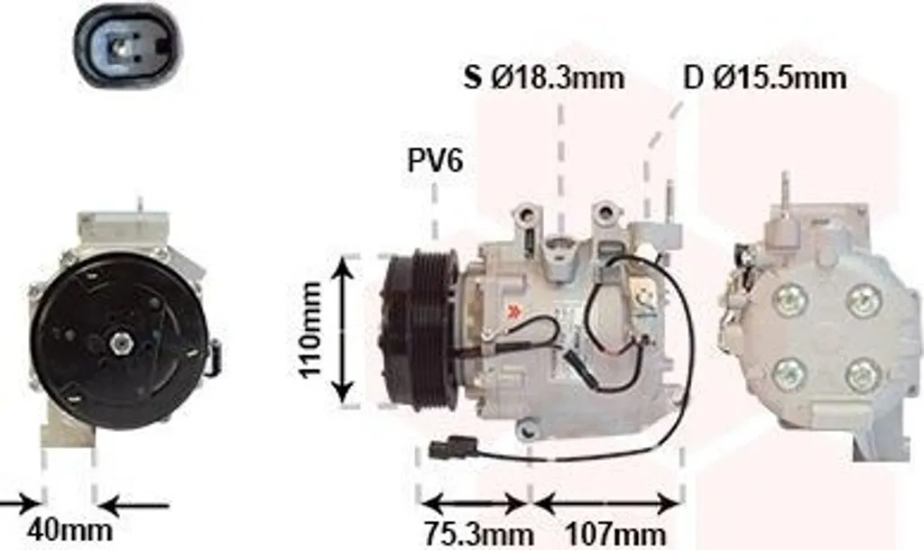 Compresseur de climatisation TRSE09 R134a 2500K700 compatible PAG 46