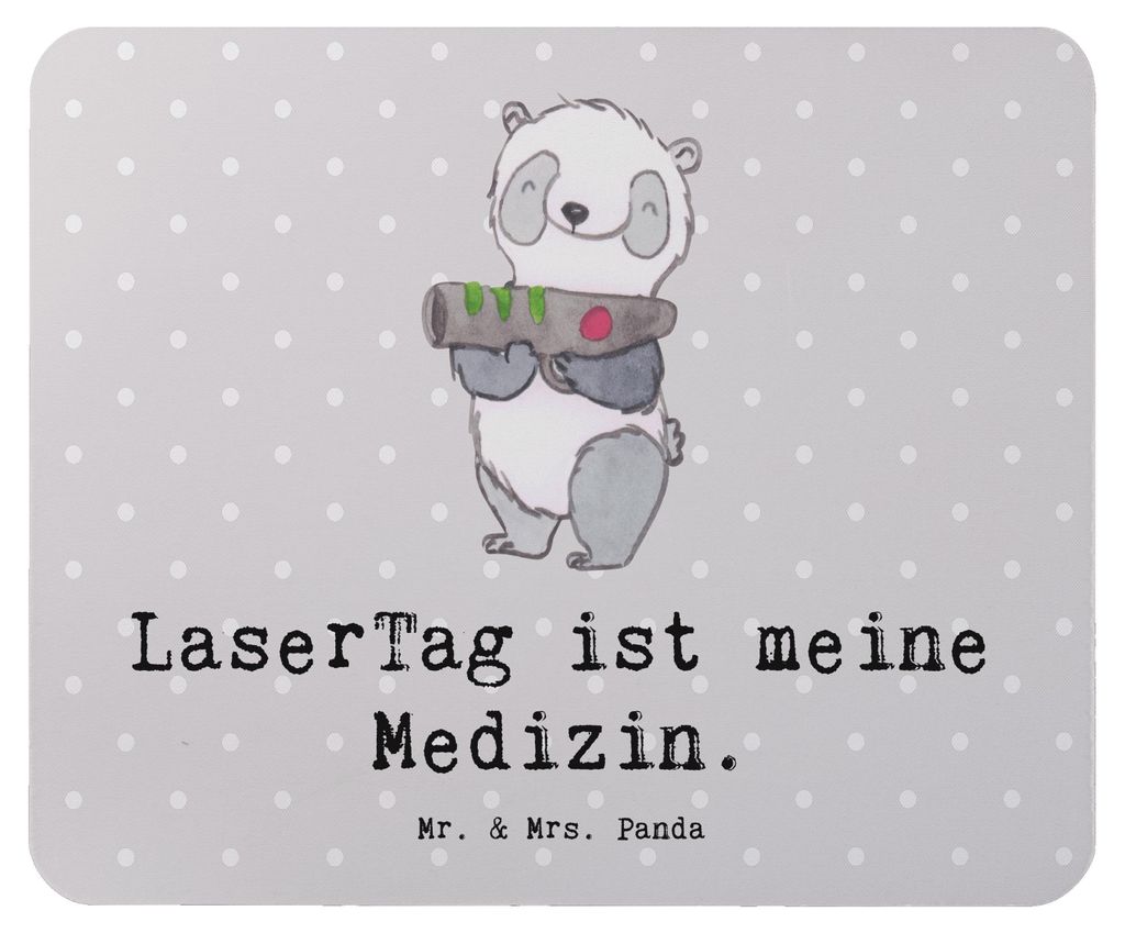 Mr. & Mrs. Panda Mauspad Panda LaserTag - Grau Pastell - Geschenk, Lasergame Zentrum, pc, laptop, mousepad, Mouse Pad