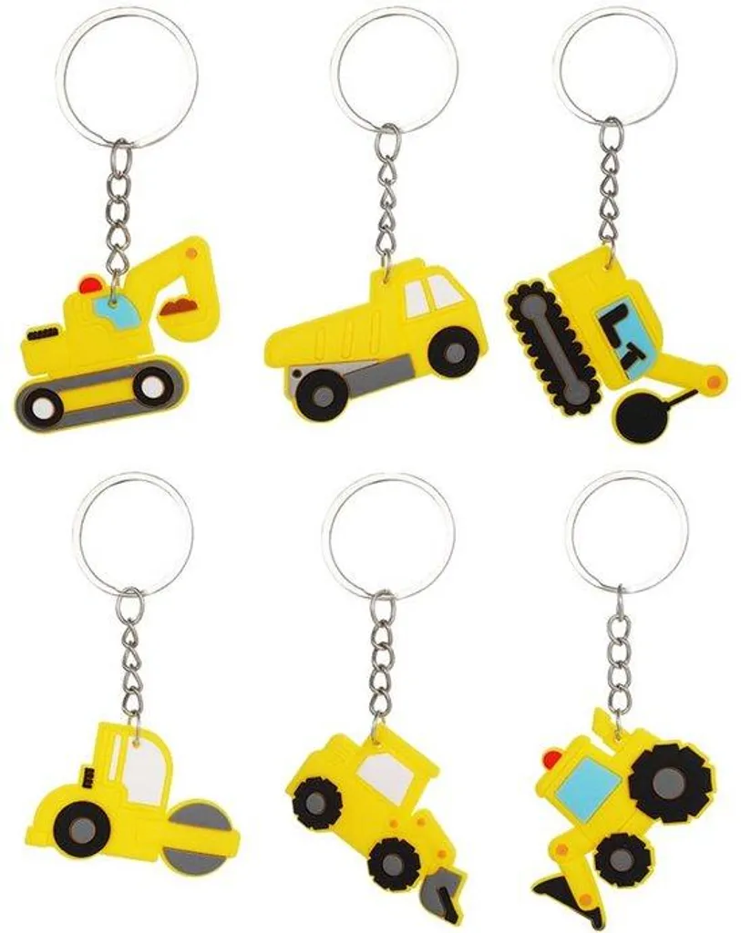 Lot de 12 Porte-clés Chantier en Silicone pour Enfants - Cadeau Mixte