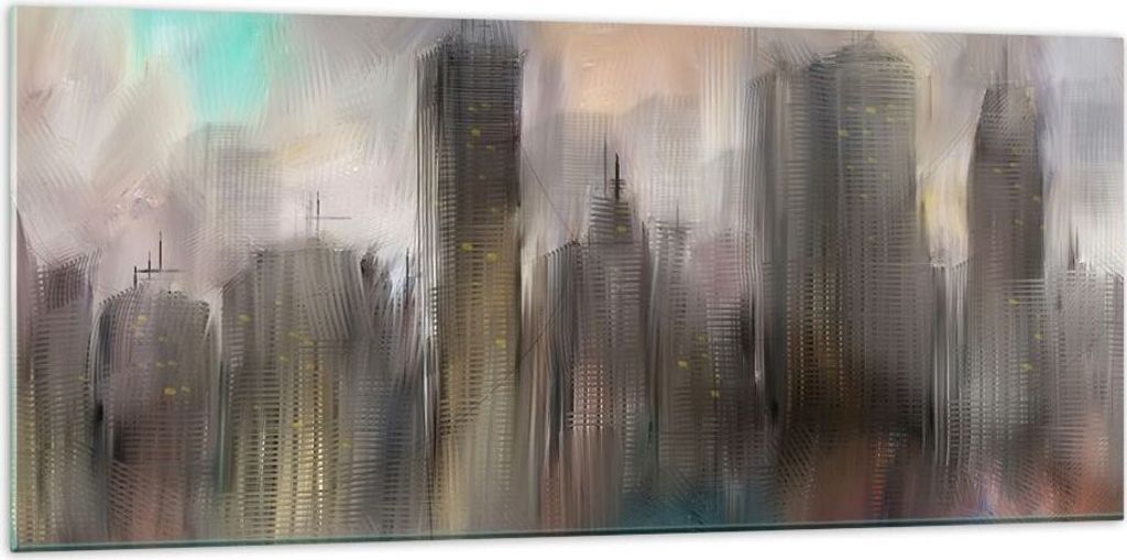 Bilder auf glas - Stadt Abstraktion - 120x50cm - Glasbilder - Wandbilder - Kunstdruck - zum Aufhängen bereit - Wanddekoration aus Glas - Glas Bild...