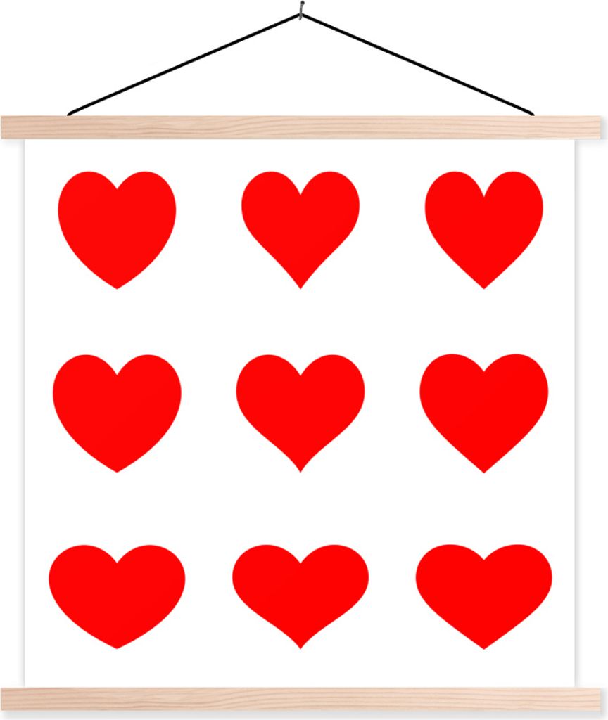 MuchoWow Textilposter Eine Illustration mit neun roten Herzen 40x40 cm mit holzfarbenen Rahmen - Posterleiste