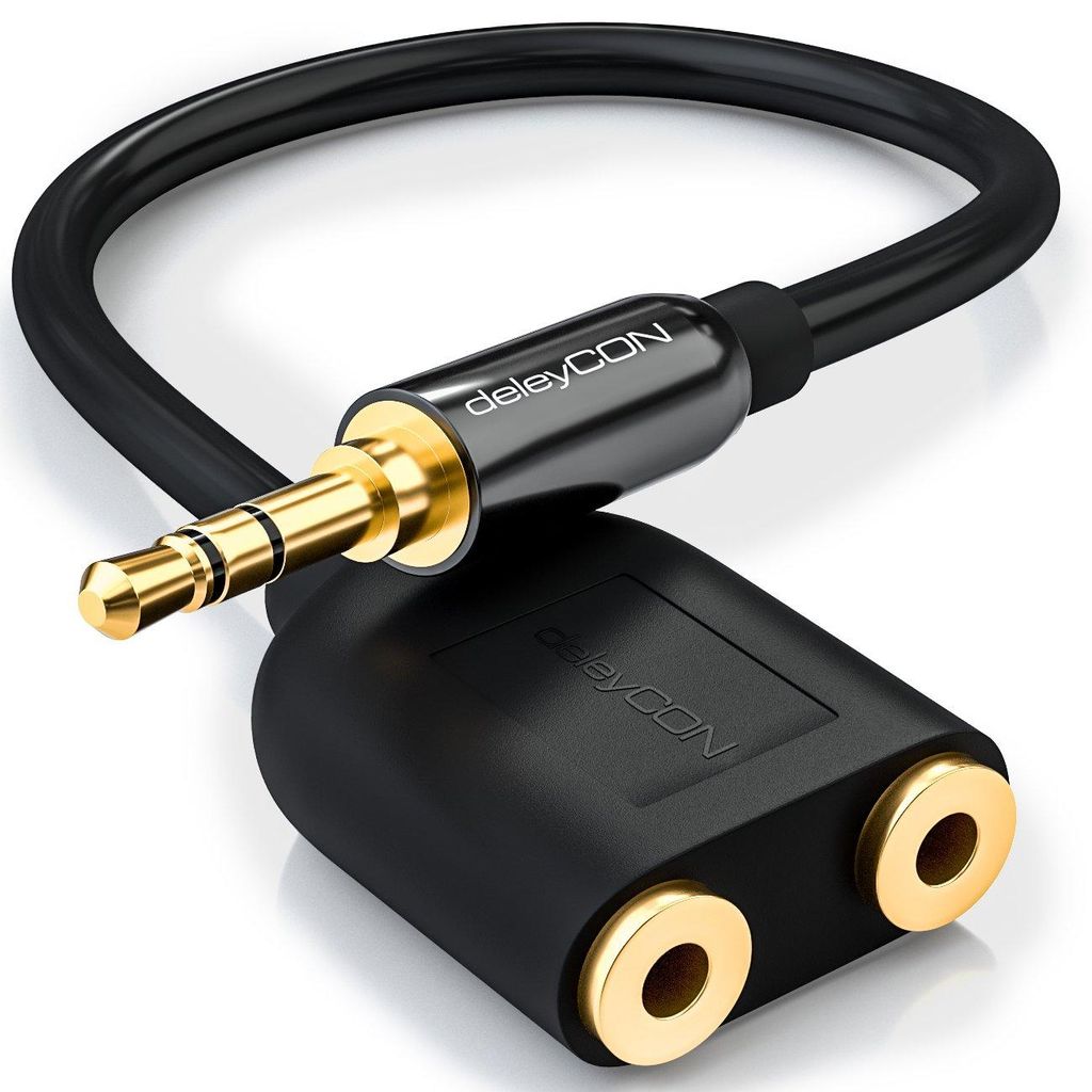 deleyCON AUX Stereo Audio Klinken Adapter - 2x 3,5mm Buchse Produktbild 