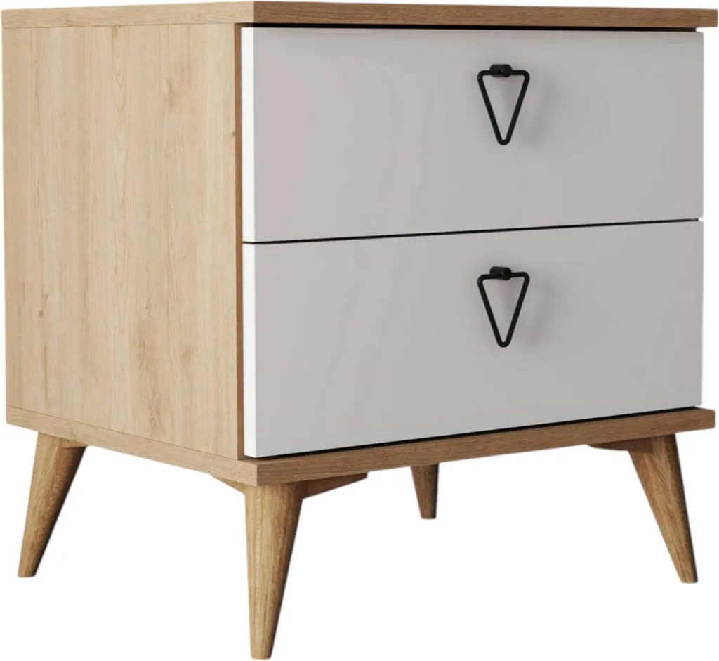 Table de Chevet Pilar en Chêne Brun 52x45x55h cm avec 2 Tiroirs Chic