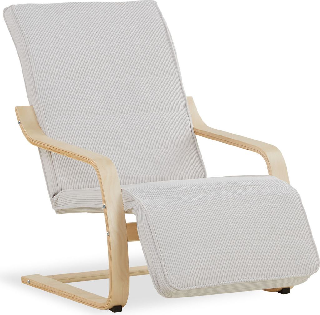 Fauteuil relax avec repose-pieds Côtelé Gris Fauteuil Image du produit 