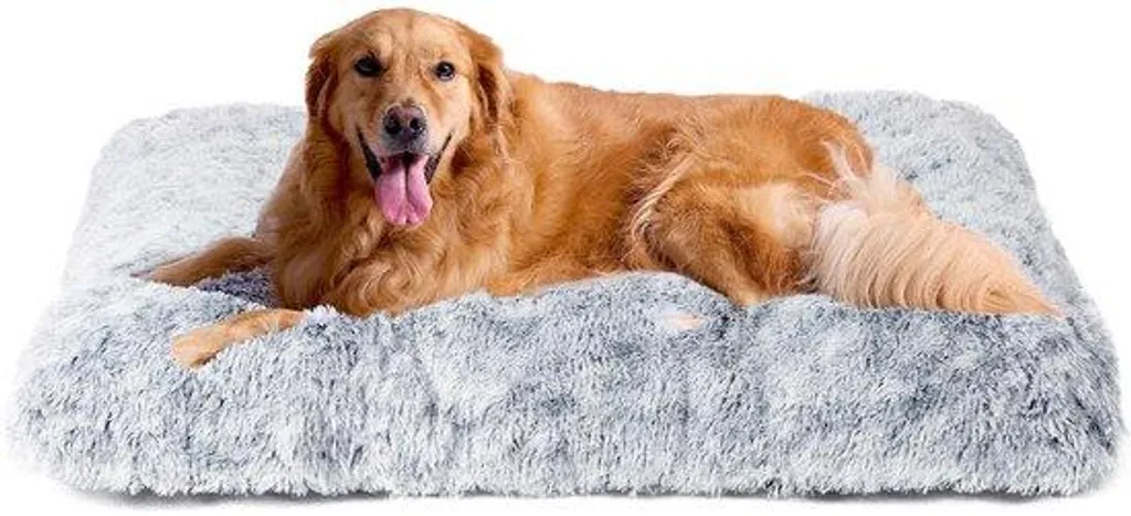 Couchage déhoussable pour chien XL tapis en peluche grise 105x70 cm