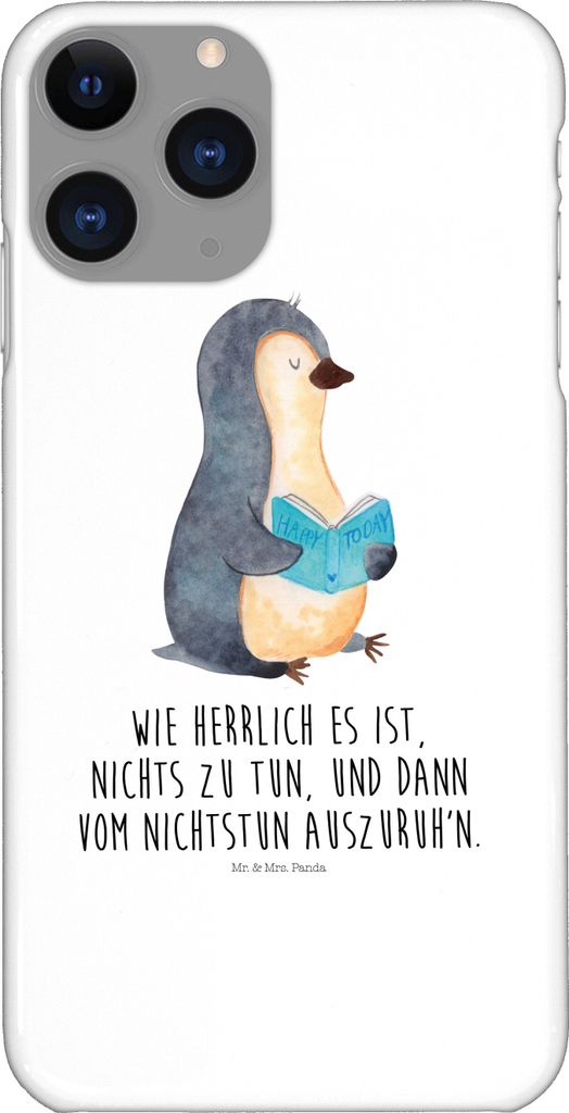 Mr. & Mrs. Panda Iphone 11 Pro Handyhülle Pinguin Buch - Weiß - Geschenk, Premium Kunststoff, Handy Case, Bücherwurm, Ferien, Urlaub