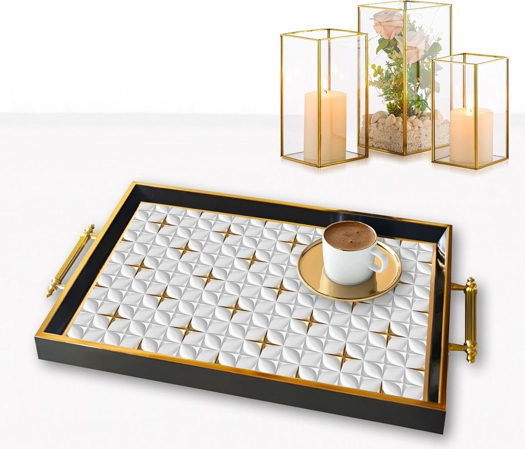 Evila Originals, TPA9805, Tablett, Mehrfarbig, 100 % GLAS, 50 x 29 x 3,5 cm