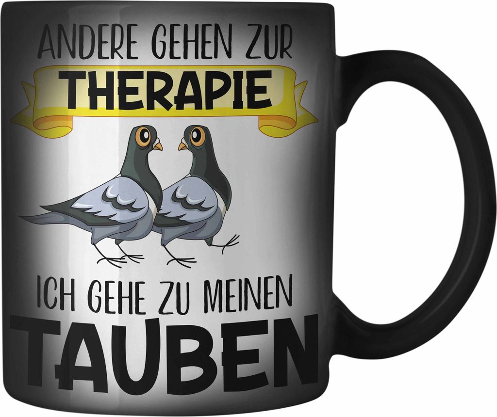 Trendation - Taubenzüchter Geschenk Zaubenzucht Zubehör Tauben Farbwechsel Zauber-Tasse Lustiger Spruch Taubenflüsterer Taubenliebhaber Becher (...